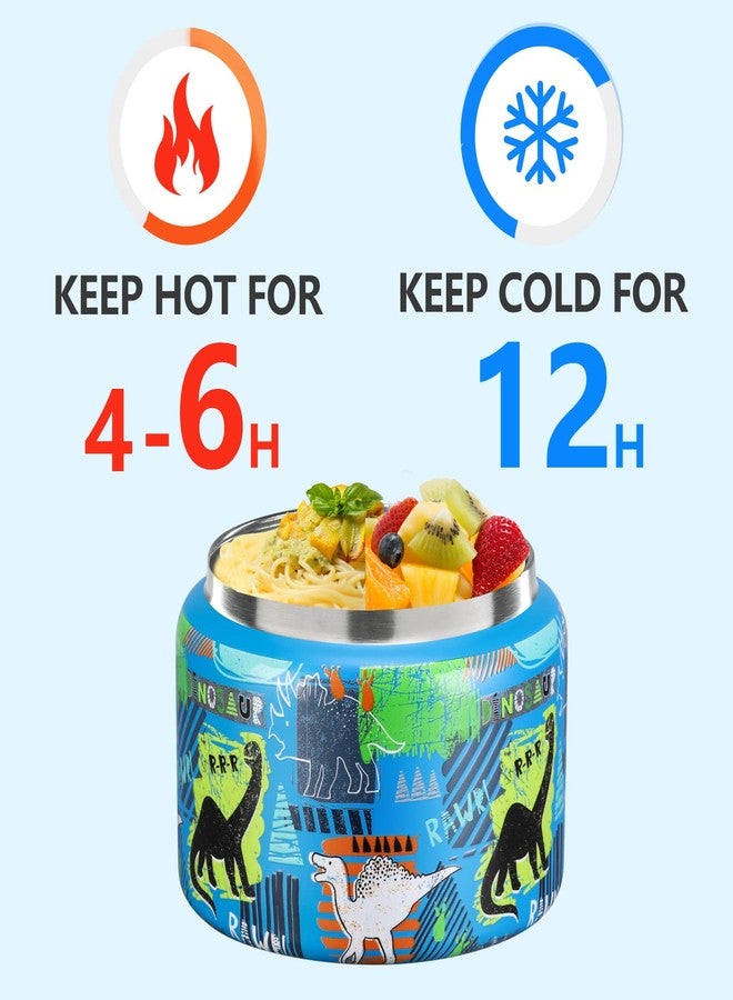 JXXM 8 Oz Thermo Food Jar for Hot & Cold Food for Kids, Insulated Lunch Containers Hot Food Jar,Leak-Proof Vacuum Stainless Steel Wide Mouth Lunch Soup Thermo for School (BLUE-Dinosaur) - Image 5